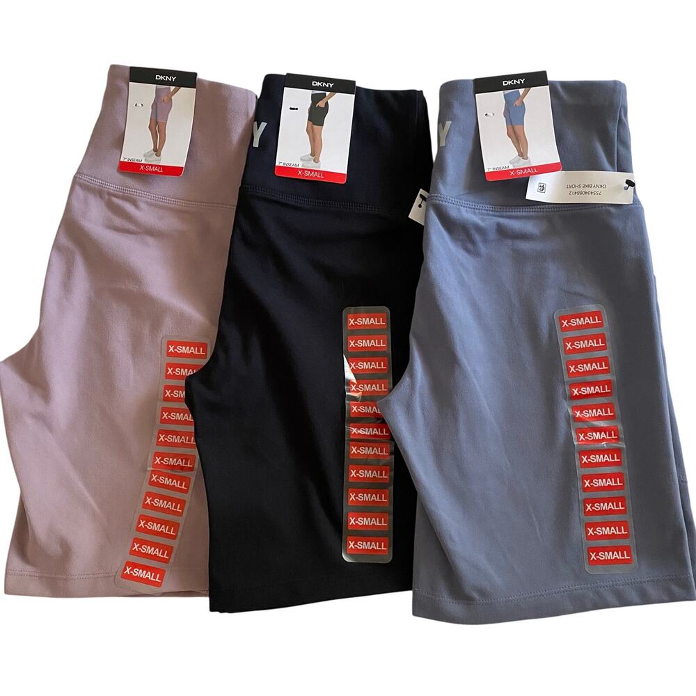 DKNY Biker Shorts Pocket Bundle Of Three XS New With Tags athletic Workout - Picture 1 of 7